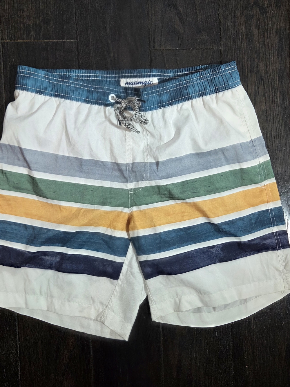 Maamgic Swim Trunks Mens Striped Colorful Lined Beach Surf Medium